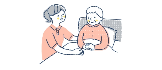 終活サポート。ベッドに横たわる女性